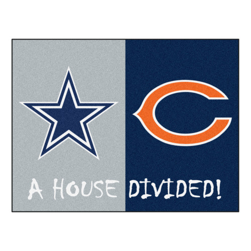 33.75" x 42.5" Black NFL Cowboys and Bears House Divided Non-Skid Mat Rectangular Area Rug - IMAGE 1