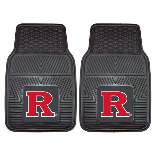 Set of 2 Black and Red NCAA Rutgers University Scarlet Knights Car Mats 17" x 27" - IMAGE 1