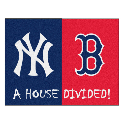 33.75" x 42.5" Blue MLB House Divided Yankees and Red Sox Mat Rectangular Area Rug - IMAGE 1