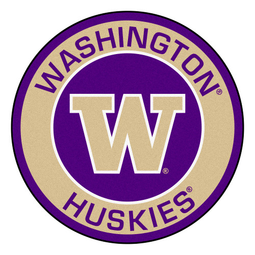 27" Purple and Gray NCAA University of Washington Huskies Rounded Door Mat - IMAGE 1