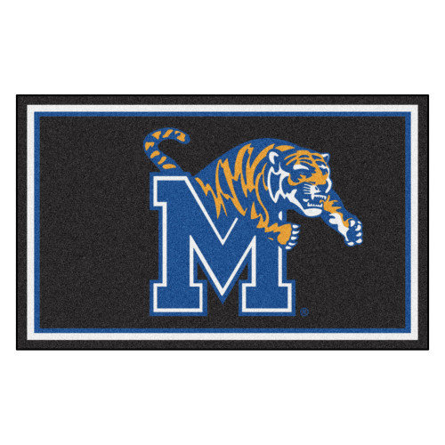 3.6' x 5.9' Blue and Black NCAA University of Memphis Tigers Plush Area Rug - IMAGE 1