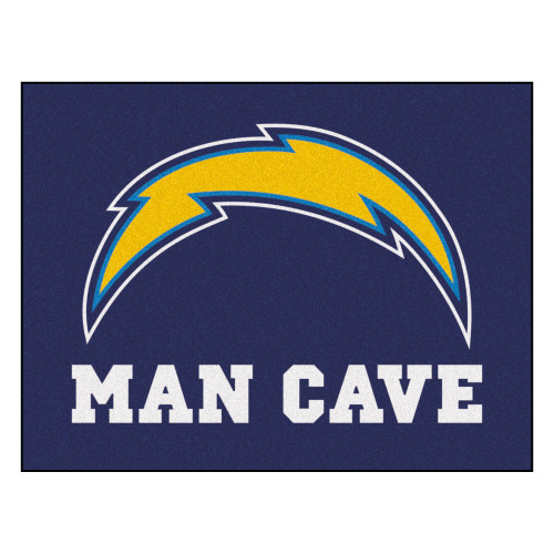 33.75" x 42.5" Blue and Yellow NFL Chargers Man Cave All-Star Rectangular Mat Area Rug - IMAGE 1