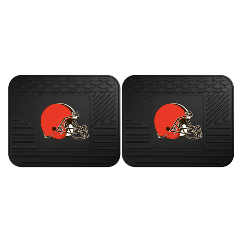 Set of 2 Black NFL Cleveland Browns Heavy Duty Rear Car Floor Mats 14" x 17" - IMAGE 1