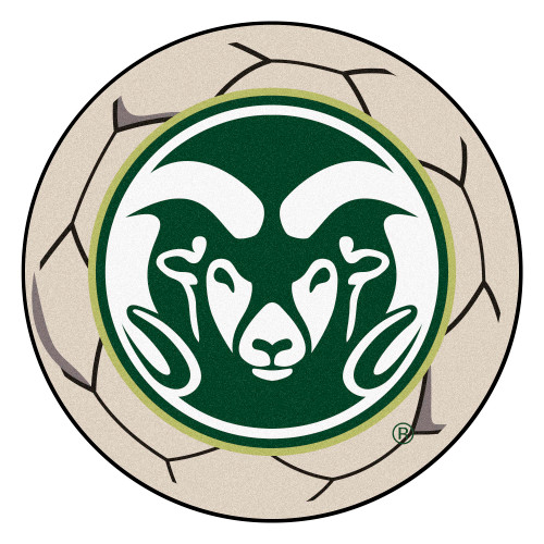 27" Green and White NCAA Colorado State University Rams Soccer Ball Mat Round Area Rug - IMAGE 1