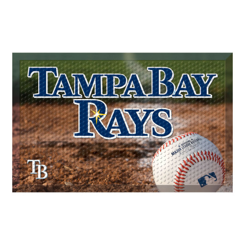 Blue and Brown MLB Tampa Bay Rays Shoe Scraper Doormat 19" x 30" - IMAGE 1