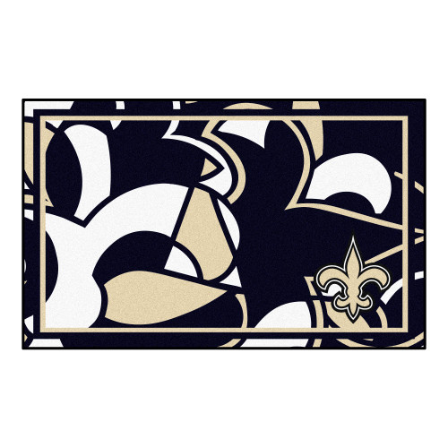 3.6' x 5.9' Black and White NFL New Orleans Saints Ultra Plush Rectangular Area Rug - IMAGE 1