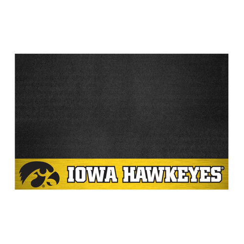 26" x 42" Black and White NCAA Hawkeyes Grill Mat Tailgate Accessory - IMAGE 1