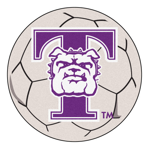 27" White and Purple NCAA Truman State University Bulldogs Soccer Ball Door Mat - IMAGE 1