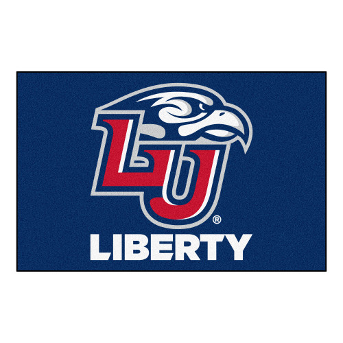 19" x 30" Blue and Red NCAA Liberty University Flames Starter Mat Area Rug - IMAGE 1