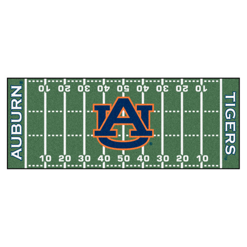 30" x 72" Blue and Orange NCAA Auburn University Tigers Football Field Mat Area Rug Runner - IMAGE 1