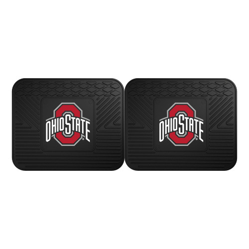 Set of 2 Black and Red NCAA Ohio State University Buckeyes Heavy Duty Rear Car Floor Mats 14" x 17" - IMAGE 1