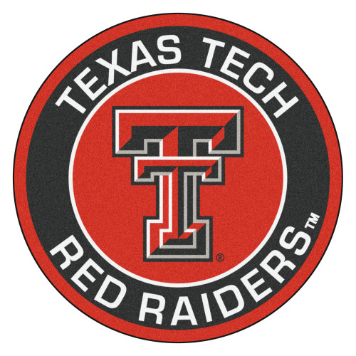 27" Red and Black NCAA Texas Tech University Raiders Rounded Door Mat - IMAGE 1