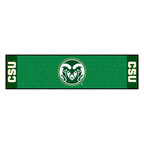 18" x 72" Green and White Contemporary NCAA Colorado State University Rams Rectangular Golf Mat - IMAGE 1
