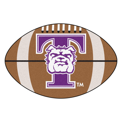 20.5" x 32.5" Brown and Blue NCAA Truman State University Bulldogs Football Shaped Mat Area Rug - IMAGE 1