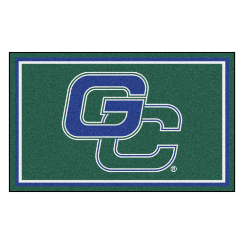 3.6' x 5.9' Green and Blue NCAA Georgia College Bobcats Plush Area Rug - IMAGE 1