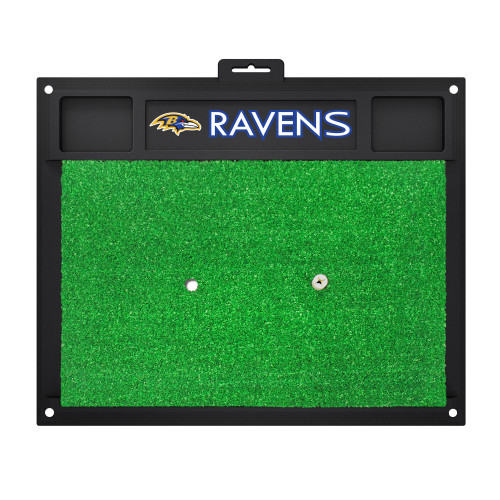 20" x 17" Black and Green NFL Baltimore "Ravens" Golf Hitting Mat Practice Accessory - IMAGE 1