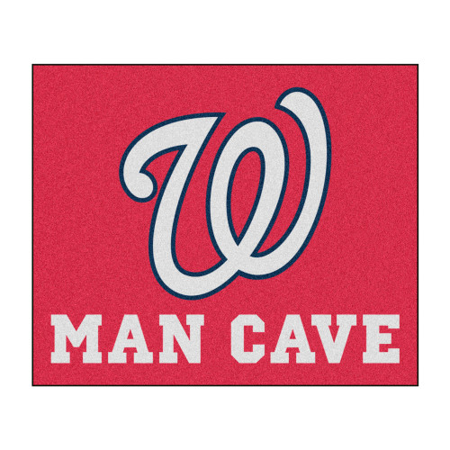 59.5" x 71" Red MLB Washington Nationals Man Cave Tailgater Rectangular Mat Area Rug - IMAGE 1