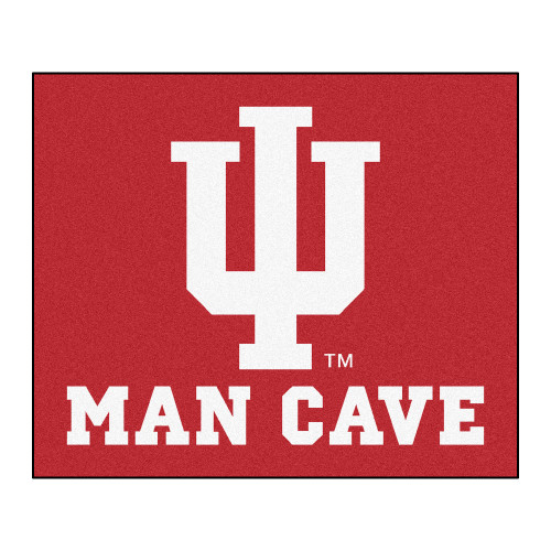 59.5" x 71" Red and White NCAA Indiana University Hoosiers Man Cave Tailgater Area Rug - IMAGE 1