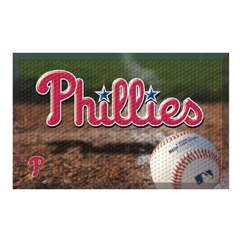 Red and Brown MLB Philadelphia Phillies Shoe Scraper Doormat 19" x 30" - IMAGE 1