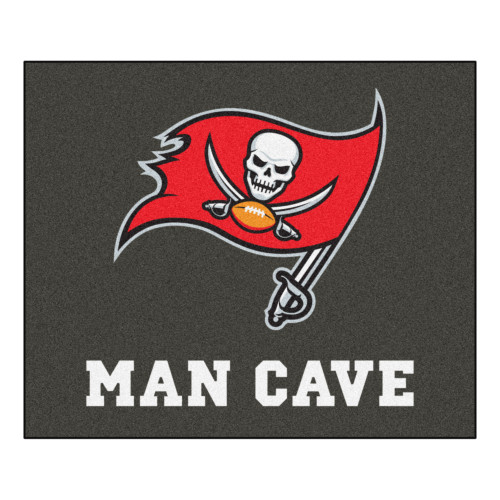 5' x 6' Red and White NFL Buccaneers Man Cave Tailgater Rectangular Mat Area Rug - IMAGE 1