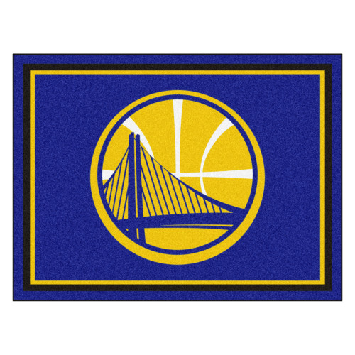 7.25' x 9.75' Blue and Yellow NBA Golden State Warriors Plush Non-Skid Area Rug - IMAGE 1