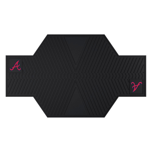 42" x 82.5" Black and Red MLB Atlanta Braves Motorcycle Parking Mat - IMAGE 1