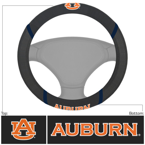 15" x 15" Black and Orange NCAA Auburn University Tigers Steering Wheel Cover Automotive Accessory - IMAGE 1