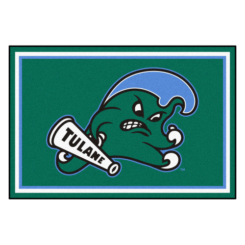 5' x 8' Green and Blue NCAA Tulane University Non-Skid Area Rug - IMAGE 1