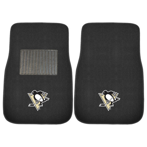 Set of 2 Black and White NHL Pittsburgh Penguins Car Mats 17" x 25.5" - IMAGE 1