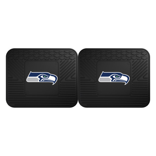 Set of 2 Black NFL Seattle Seahawks Heavy Duty Rear Car Floor Mats 14" x 17" - IMAGE 1