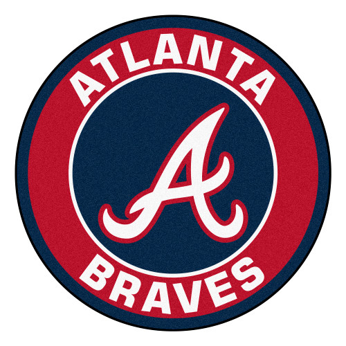 27" Red and Blue Contemporary MLB Braves Round Area Rug - IMAGE 1