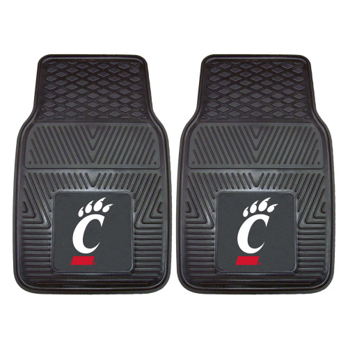 Set of 2 Black NCAA University of Cincinnati Bearcats Car Mats 17" x 27" - IMAGE 1