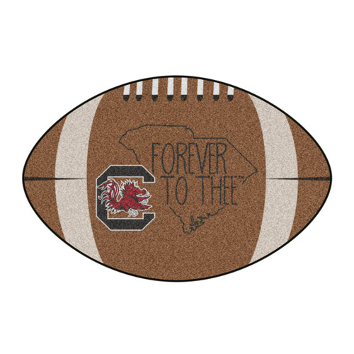 20.5" x 32.5" Brown and Blue NCAA University of South Carolina Gamecocks Football Mat Area Rug - IMAGE 1