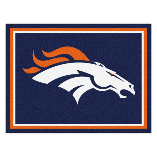 8' x 10' Navy Blue and Orange NFL Denver Broncos Plush Non-Skid Area Rug - IMAGE 1