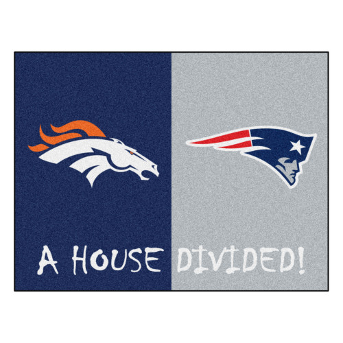 33.75" x 42.5" Blue and White NFL House Divided Non-Skid Mat Rectangular Outdoor Area Rug - IMAGE 1