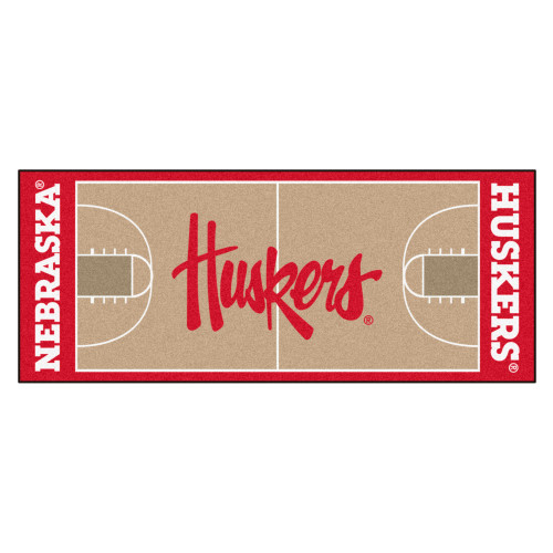 30" x 72" Red NCAA University of Nebraska Blackshirts Cornhuskers Basketball Area Rug Runner - IMAGE 1