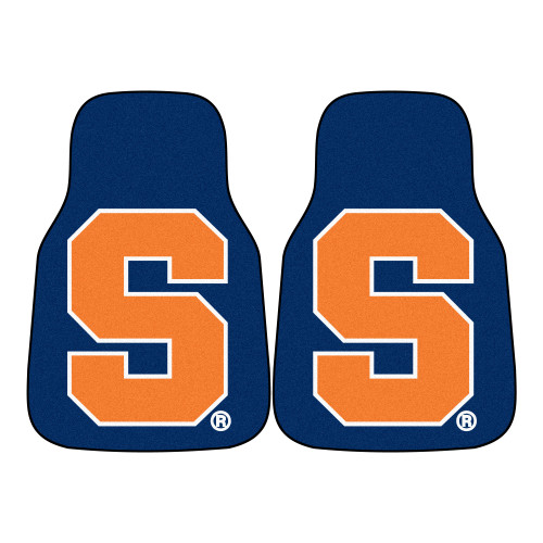 Set of 2 Blue and Orange NCAA Syracuse University Carpet Car Mats 17" x 27" - IMAGE 1