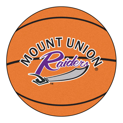 27" Orange and Black Contemporary NCAA University of Mount Union Purple Raiders Basketball Round Mat - IMAGE 1