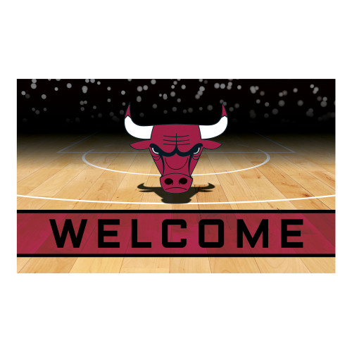 Red and White NBA Chicago Bulls "Welcome" Rectangular Outdoor Door Mat 18" x 30" - IMAGE 1