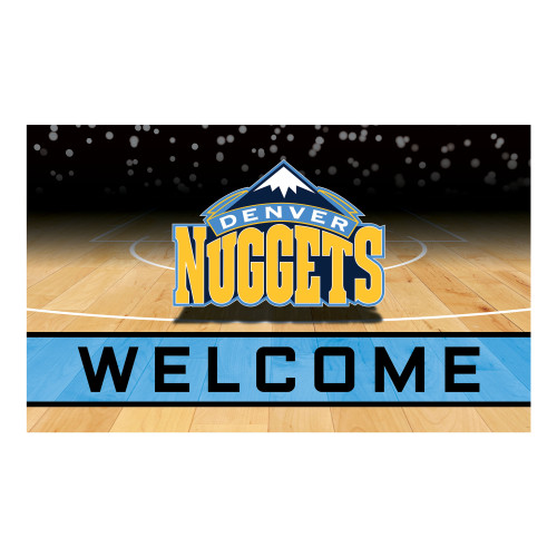 Blue and Orange NBA Denver Nuggets "Welcome" Rectangular Outdoor Door Mat 18" x 30" - IMAGE 1