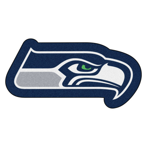 36" x 18.3" Blue and Gray NFL Seattle Seahawks Mascot Logo Area Rug - IMAGE 1