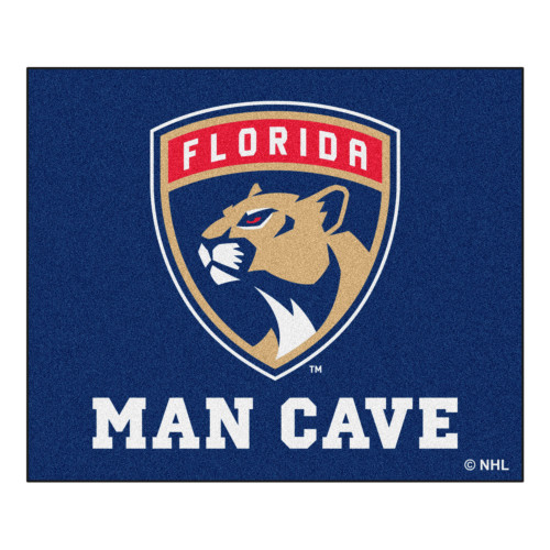 59.5" x 71" Blue and White NHL Florida Panthers Man Cave Tailgater Rectangular Mat Area Rug - IMAGE 1