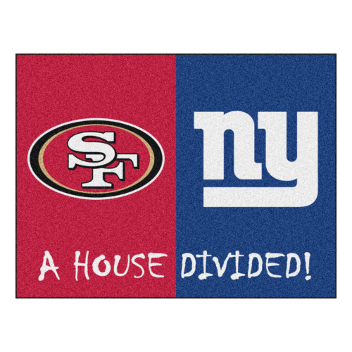 33.75" x 42.5" Red NFL House Divided 49ers and Giants Mat Area Rug - IMAGE 1