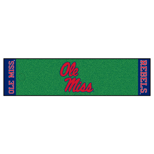 18" x 72" Green and Red NCAA University of Mississippi Basketball Non-Skid Mat Area Rug Runner - IMAGE 1