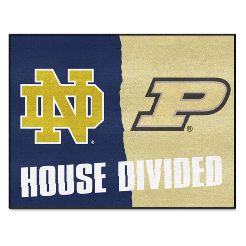 33.75" x 42.5" Multi-colored NCAA House Divided Notre Dame Purdue Area Rug - IMAGE 1
