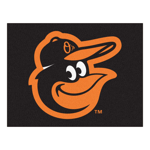 33.75' x 42.5" Black and Orange MLB Baltimore Orioles All Star Non-Skid Rectangular Welcome Door Mat - IMAGE 1