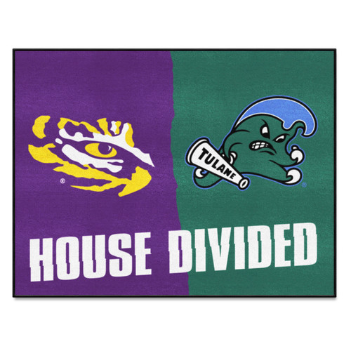 33.75" x 42.5" Multi-colored NCAA LSU - Tulane House Divided Rectangular Door Mat - IMAGE 1