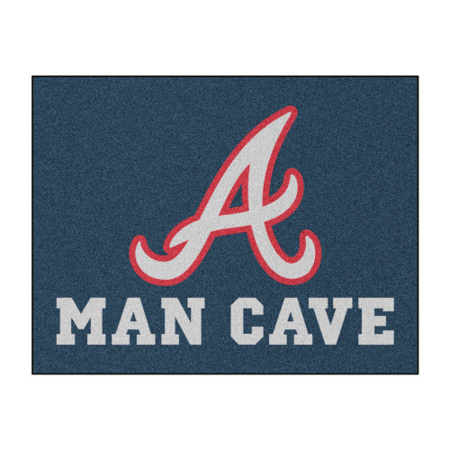 33.75" x 42.5" Blue and White Contemporary MLB Atlanta Braves Rectangular Mat - IMAGE 1