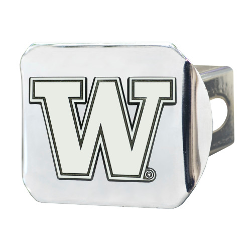 3" x 4" Black and White NCAA University of Washington Huskies Automotive Hitch Cover - IMAGE 1