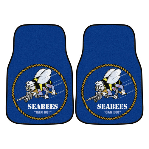 Set of 2 Blue and White NBA U.S. Navy Front Carpet Car Mats 17" x 27" - IMAGE 1